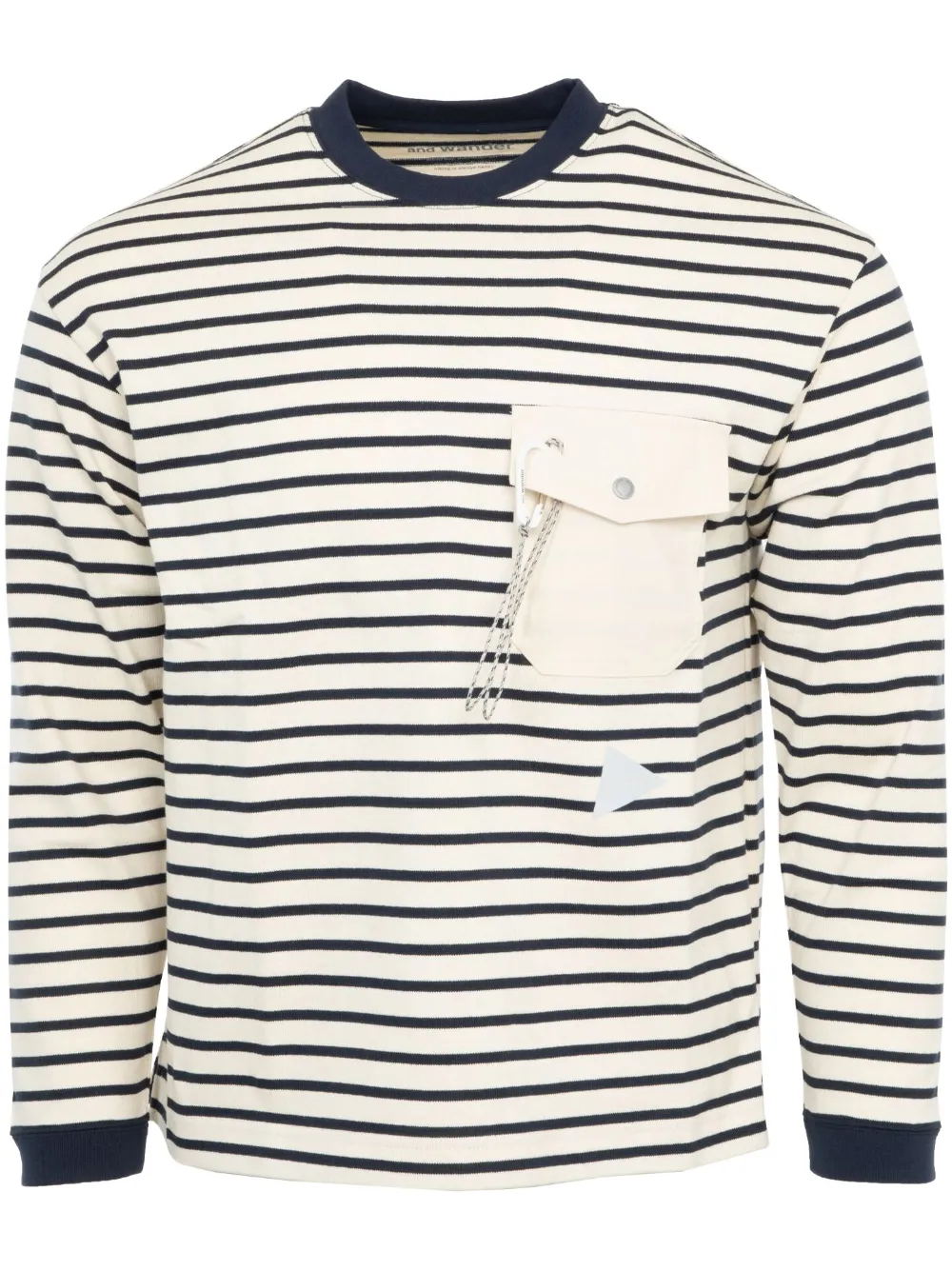 

Полосатая футболка с карманом and Wander, нейтральный