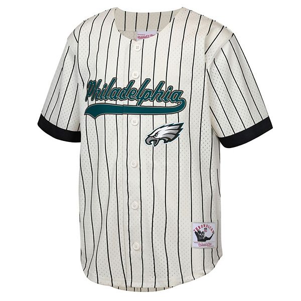 Бейсбольная футболка youth brian dawkins cream philadelphia eagles с именем и номером игрока Mitchell & Ness — фото 3
