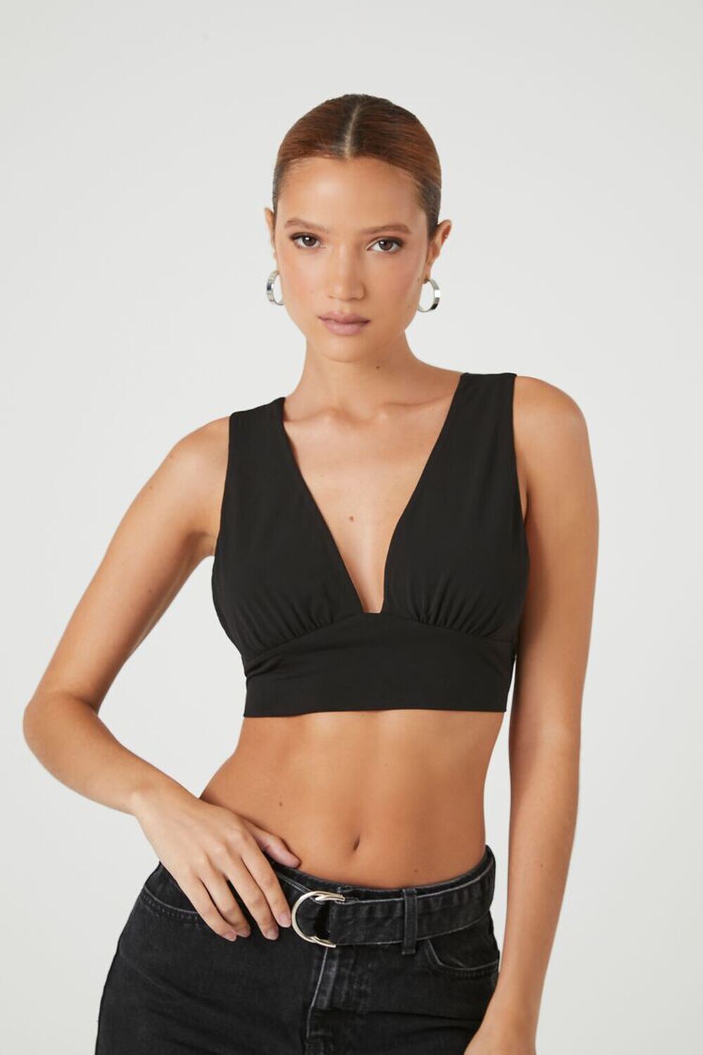 

Укороченный топ с глубоким вырезом на спине Forever 21, черный