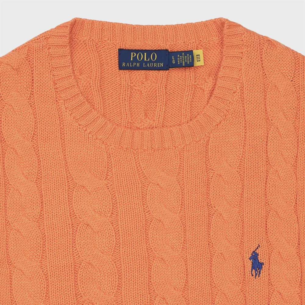 Мужской хлопковый свитер крупной вязки, оранжевый, от Polo Ralph Lauren — фото 3