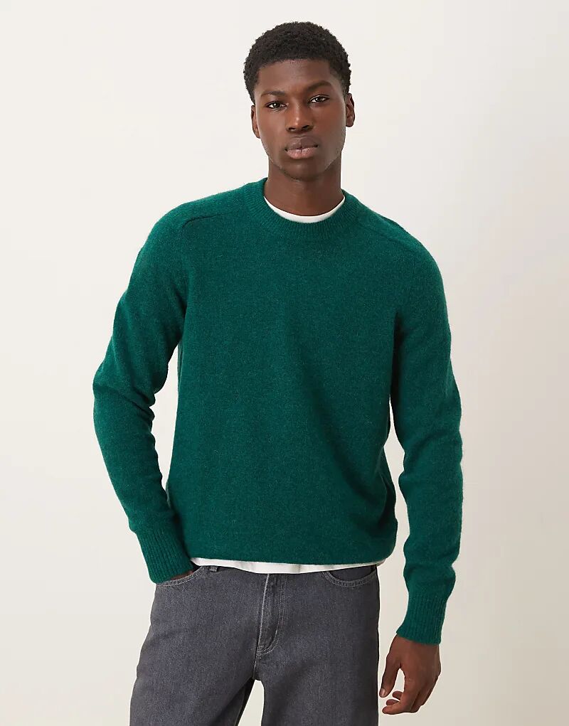 

Вязаный джемпер из пушистой альпаки зеленого цвета с круглым вырезом Selected