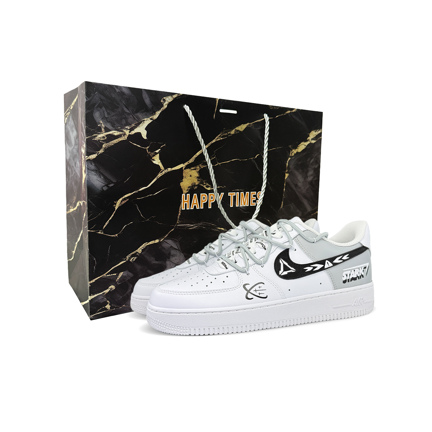 

Nike Низкие, износостойкие, противоскользящие кроссовки для скейтборда Air Force 1 Star Cluster Code, мужские, черно-белые