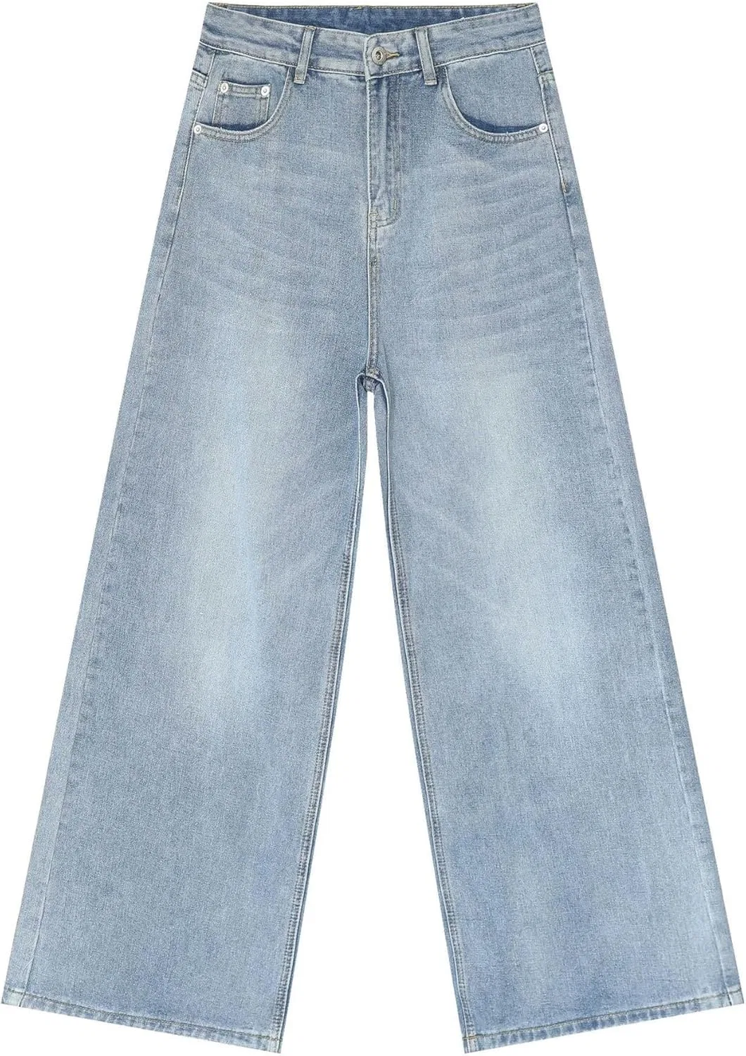 Джинсы свободные Men's Baggy Jean Wide Leg Carpenter Denim Jeans Loose Fit 90s Denim Skater Vintage Streetwear, Light Blue 3 — фото 3