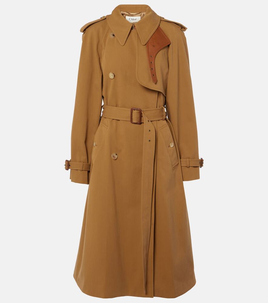 

Хлопковый габардиновый тренч Chloé, Past Khaki