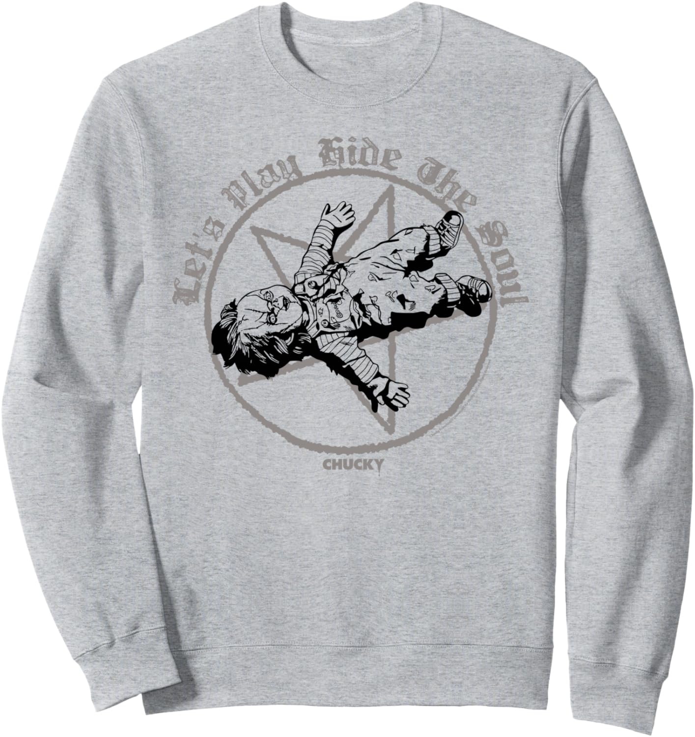 

Толстовка с надписью Chucky Let's Play Hide The Soul, серый