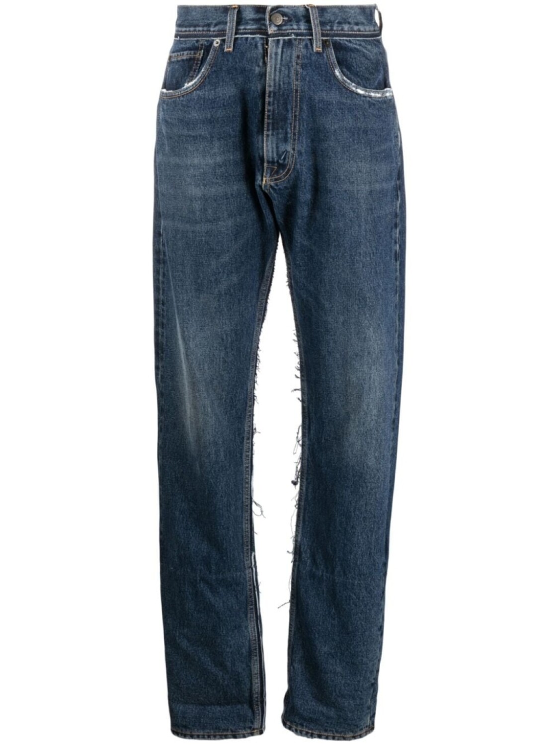 

Maison Margiela прямые джинсы с прорезями, синий