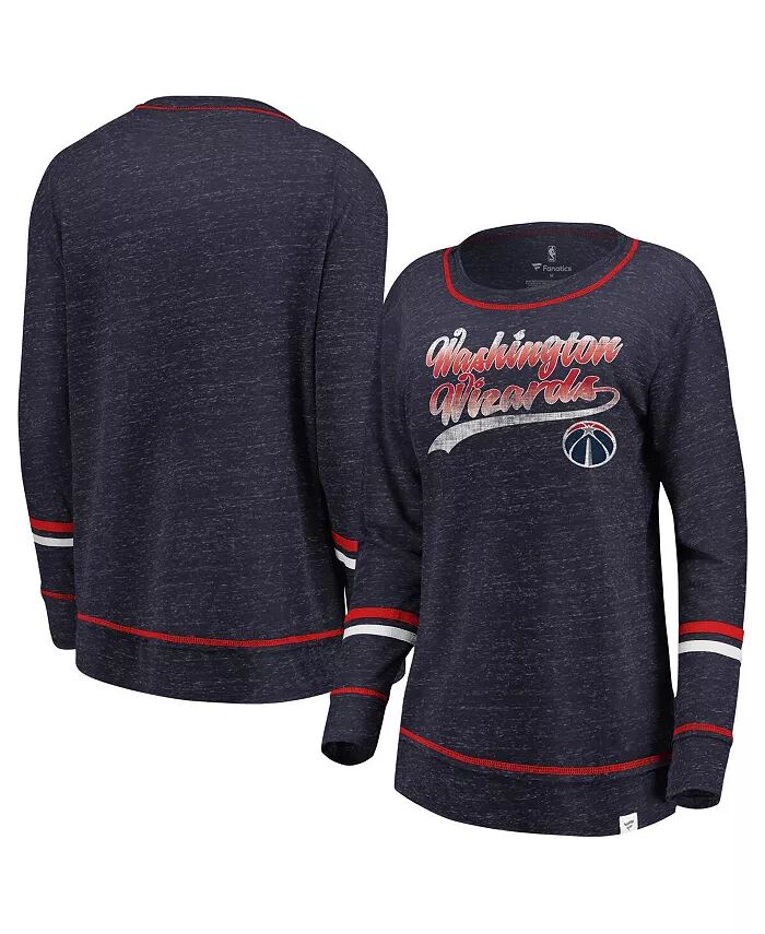 

Женская темно-синяя и красная футболка Washington Wizards Dreams с длинным рукавом в полоску и пятнами Fanatics