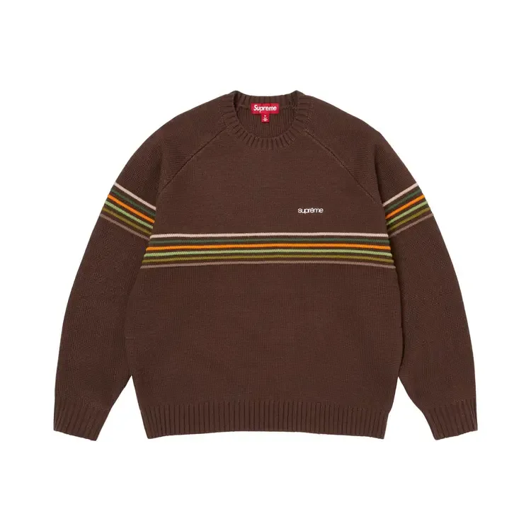Свитер Supreme в рельефную полоску, коричневый