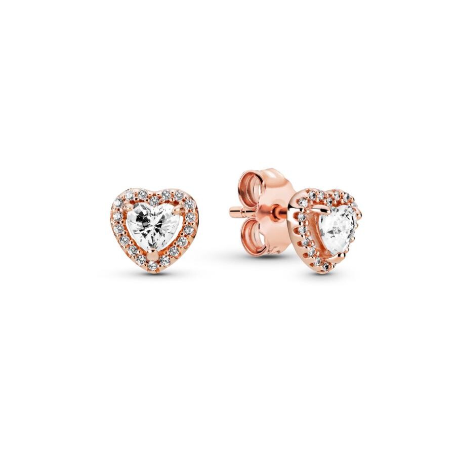 

Серьги Sparkling Elevated Heart Stud Pandora, покрытие - розовое золото