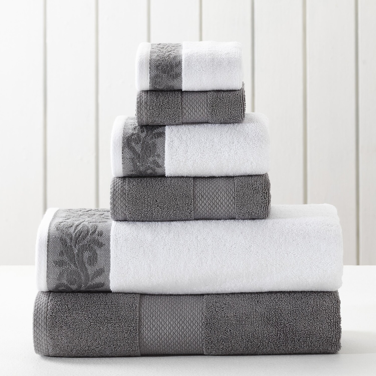 

Набор полотенец Modern Threads 600 GSM из 6 предметов с жаккардовой каймой из филгри, цвет Charcoal