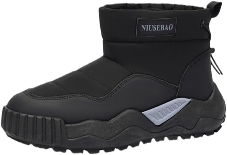 

Мужские теплые зимние и осенние снегоходные сапоги Fusecottc с толстой подошвой, противоскользящие и прочные, подходят для школы и поездок на работу, черный