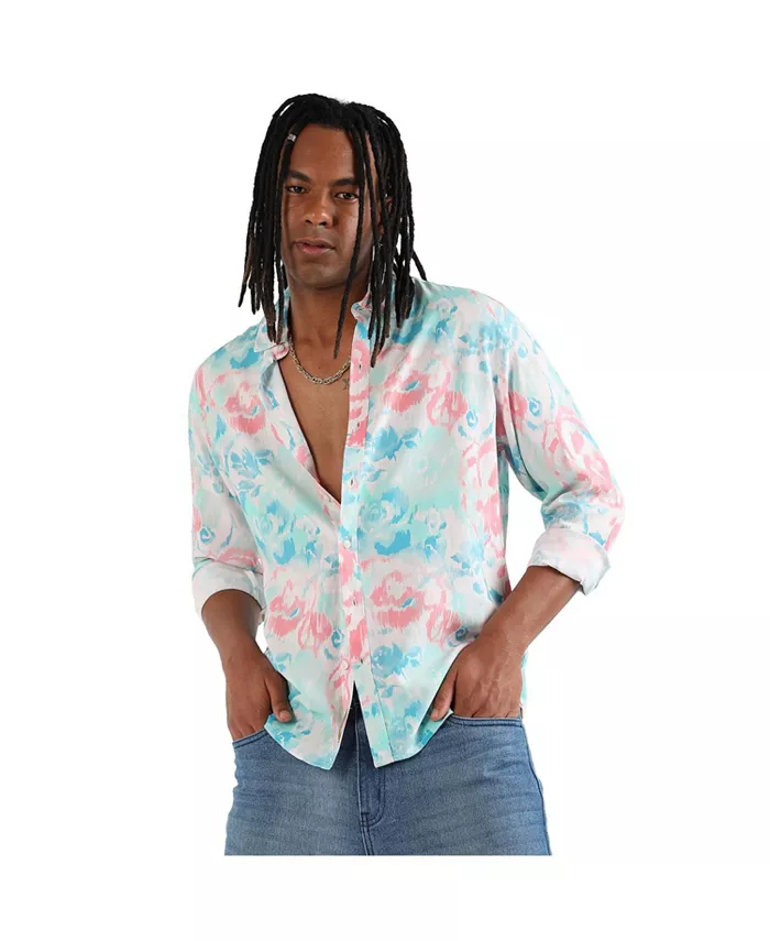 

Мужская рубашка EcoLiva Light Blue & Baby Pink Faded Roses Campus Sutra, розовый