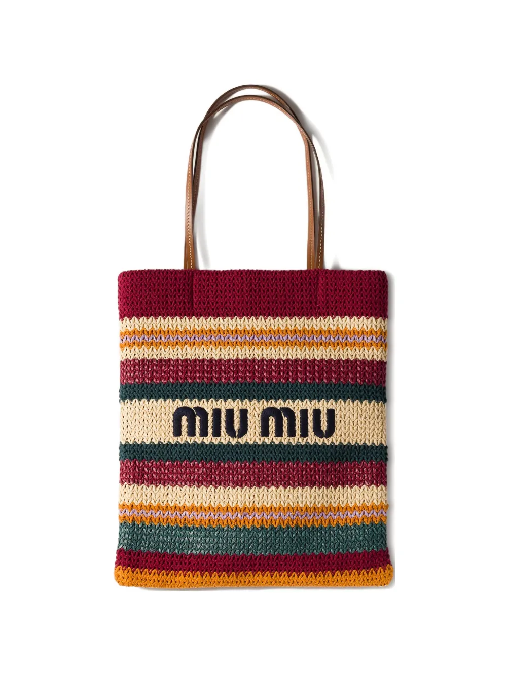 

Плетеная сумка-тоут с эффектом рафии Miu Miu, красный