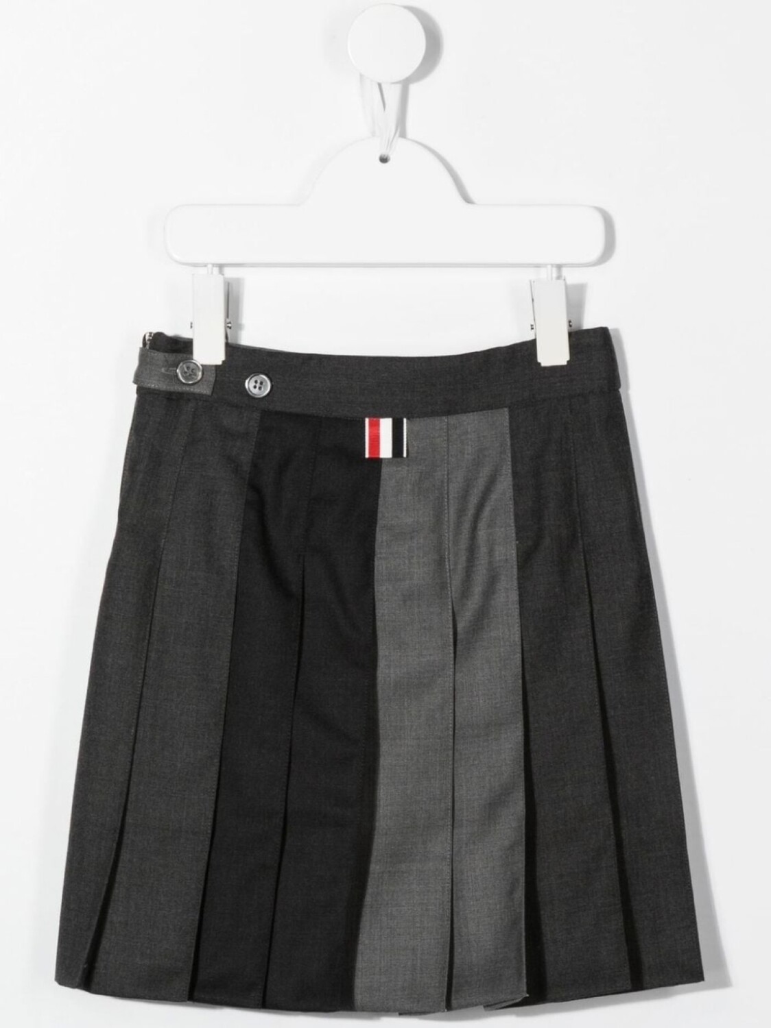 Юбка в стиле колор-блок со складками Thom Browne Kids, серый — фото 2