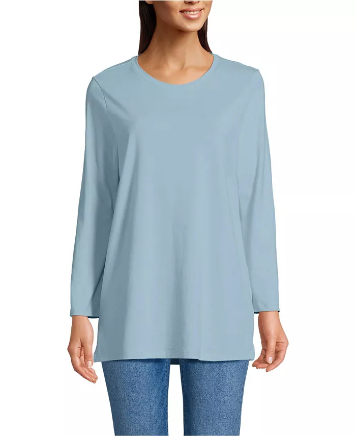 

Женская удлиненная туника из хлопка Supima с рукавом 3/4 Lands' End, синий