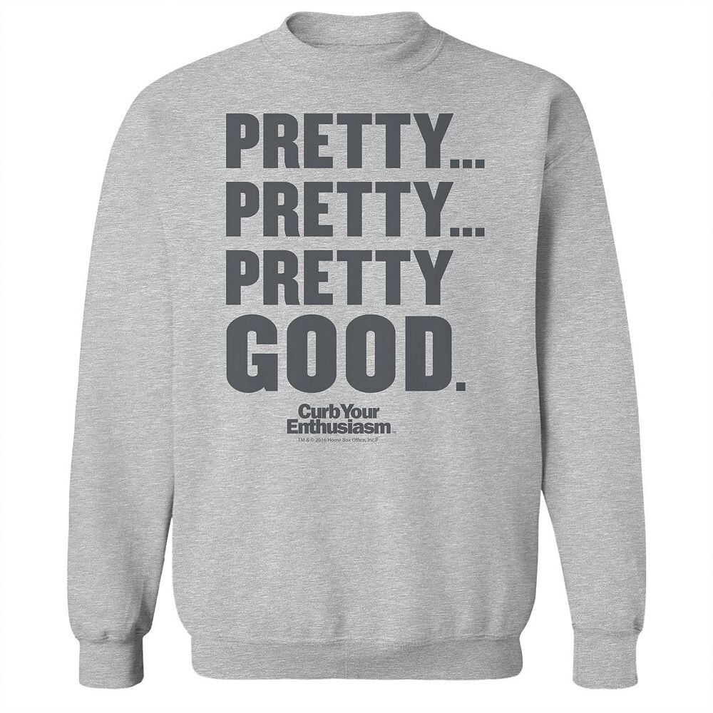 

Мужской серый флисовый свитшот с рисунком Pretty Pretty Pretty Good Curb Your Enthusiasm Licensed Character, цвет Sport Gray