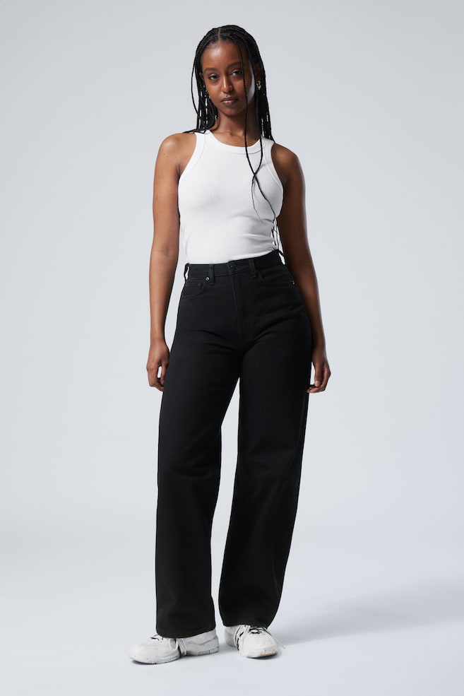 

Джинсы Halo Curve с высокой талией и широкими штанинами Weekday, черный