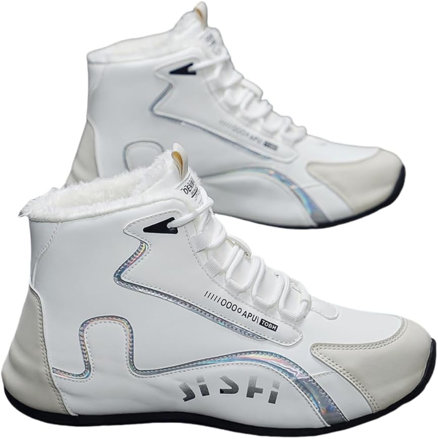 

Мужские зимние ботинки Hhhchpm с высокими кроссовками, теплые ботинки, противоскользящие, спортивная и повседневная обувь, белый