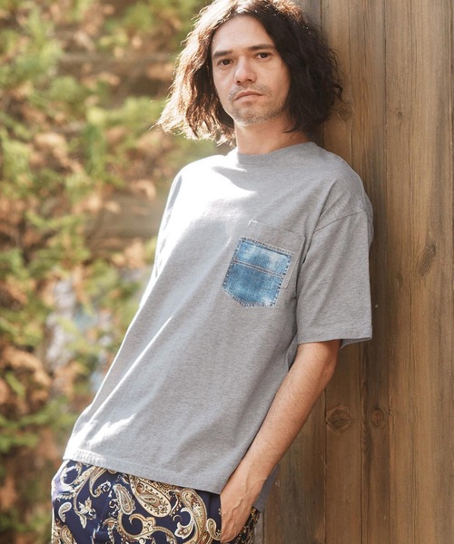 

Футболка с имитацией кармана, джинсовая CAMBIO, серый