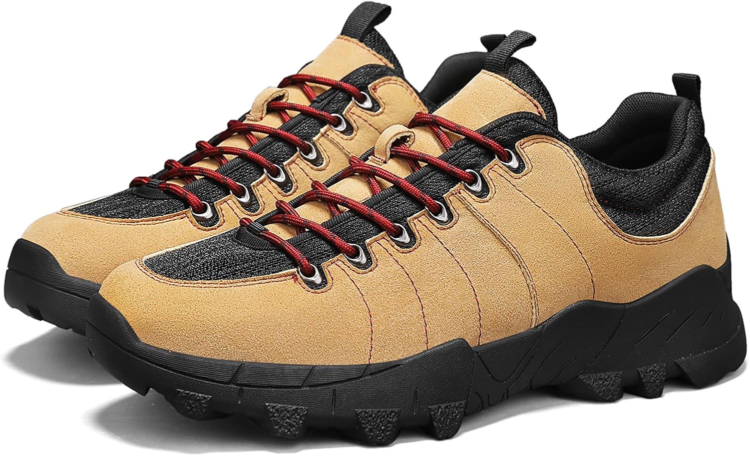 

Мужские замшевые кроссовки для хайкинга с поддержкой свода стопы, модная платформа, удобные шнурки, круглый носок, легкие, противоскользящие, низкие, для работы, прогулок, треккинга, альпинизма Twodnawk, желтый