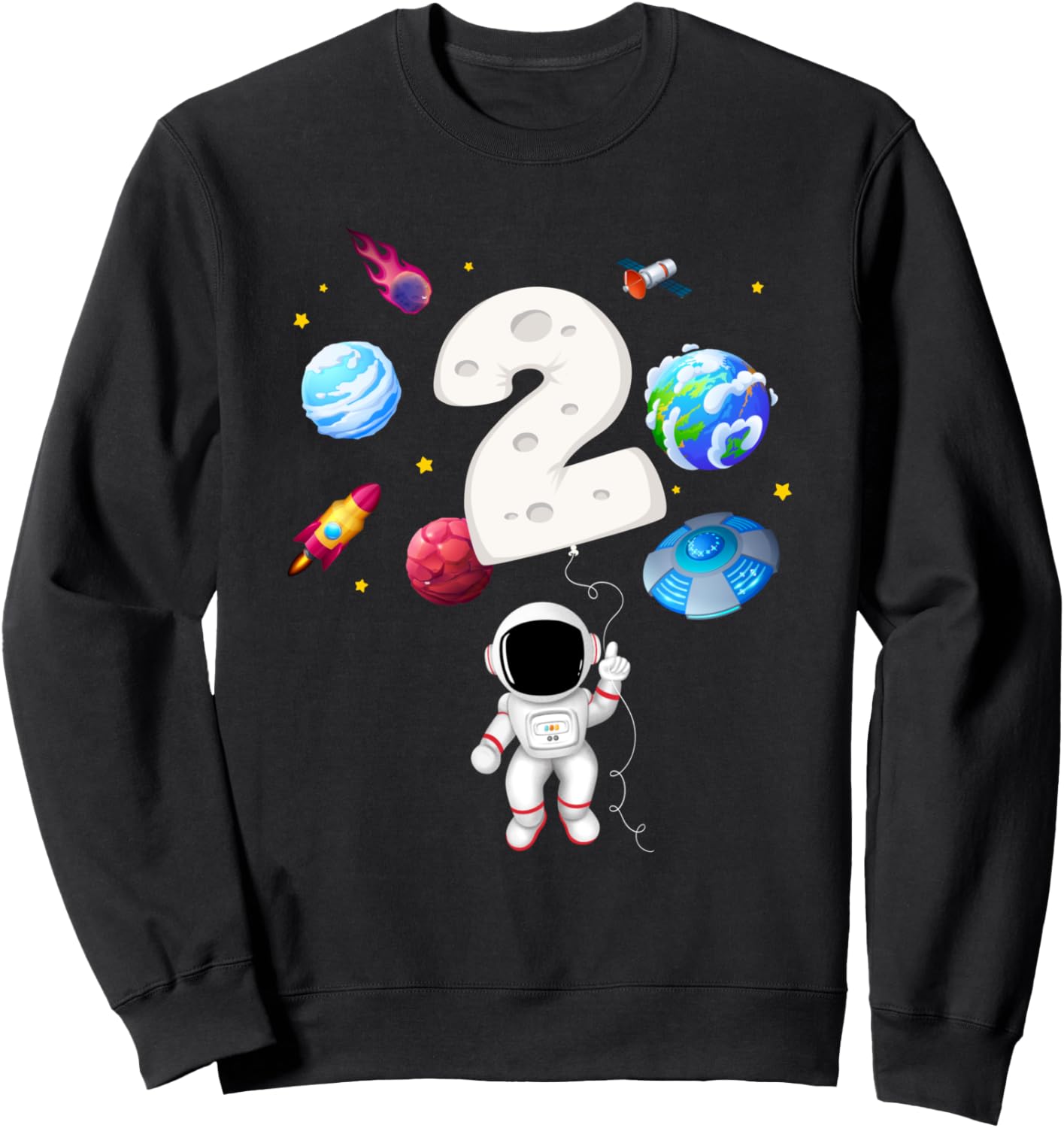 

Толстовка космонавта для вечеринки в честь 2-летия, астрономический толстовка для 2-летнего ребенка - толстовка Matching Family Astronaut Birthday Space Gift Shop, черный