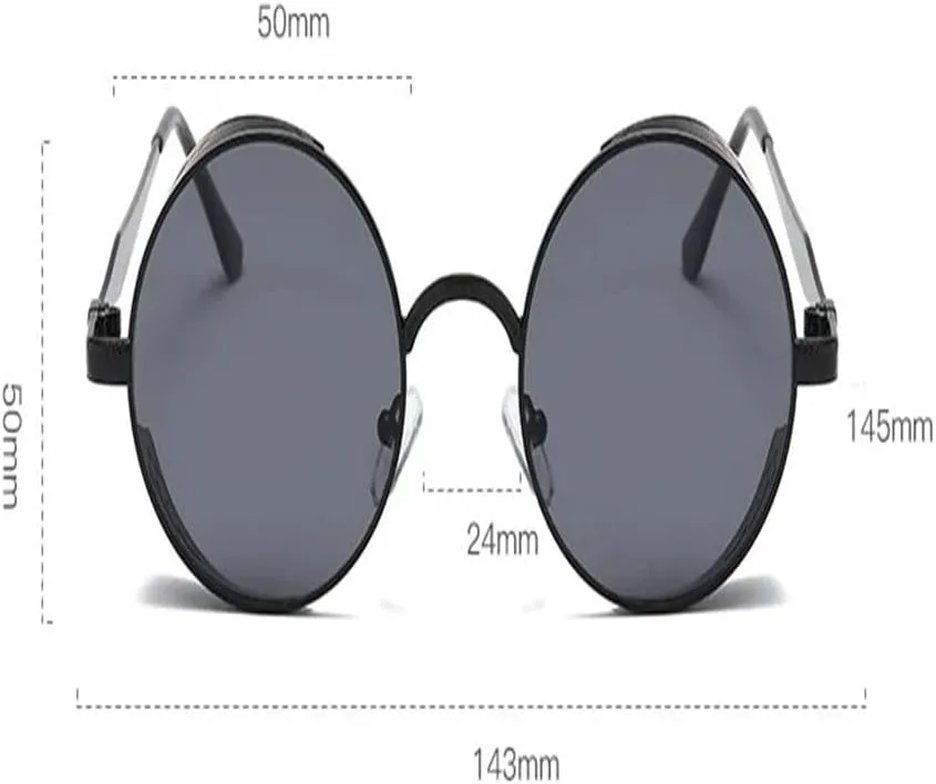 

Солнцезащитные очки в стиле стимпанк с круглой оправой для мужчин и женщин, модные винтажные металлические очки с защитой от УФ-излучения в стиле панк KTUCN, Black