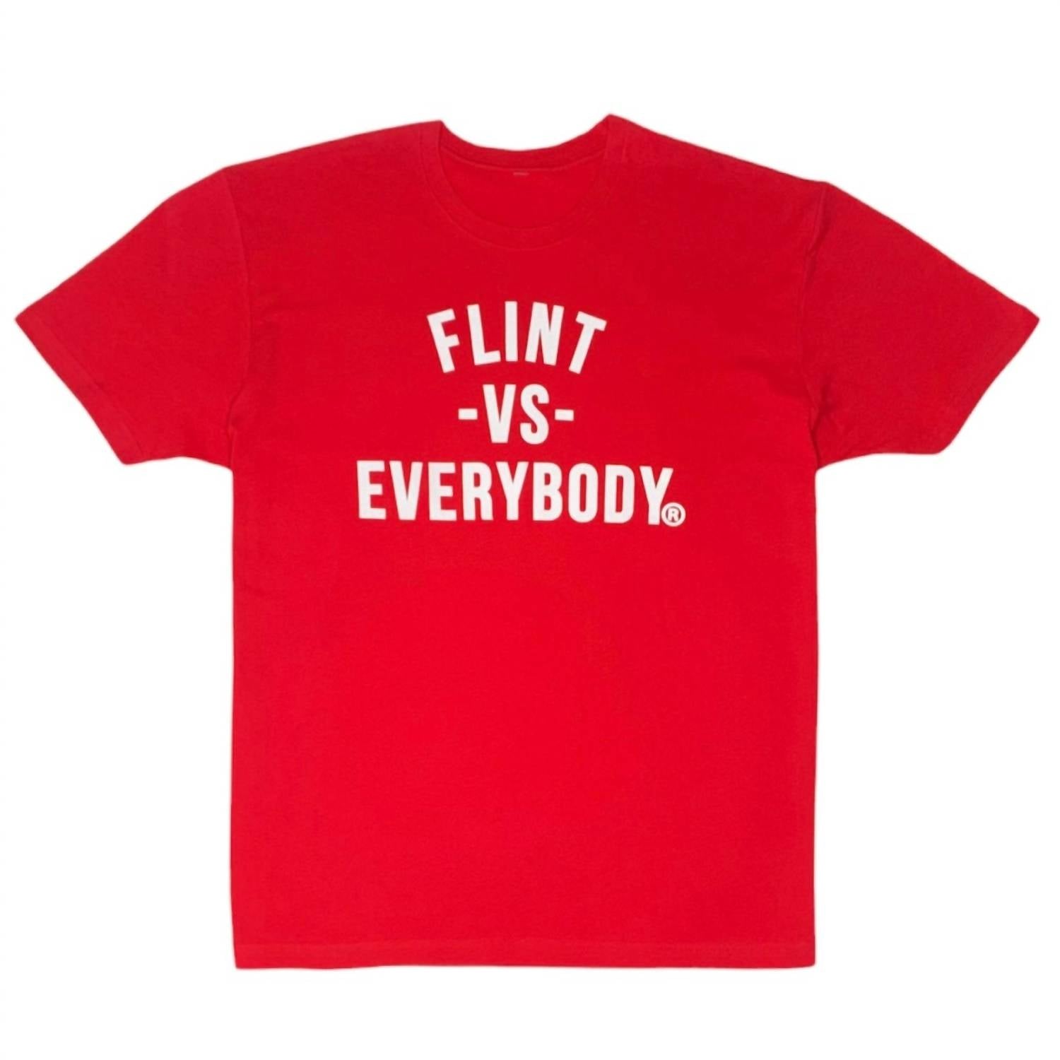 

Мужская футболка красного цвета Flint Vs Everybody