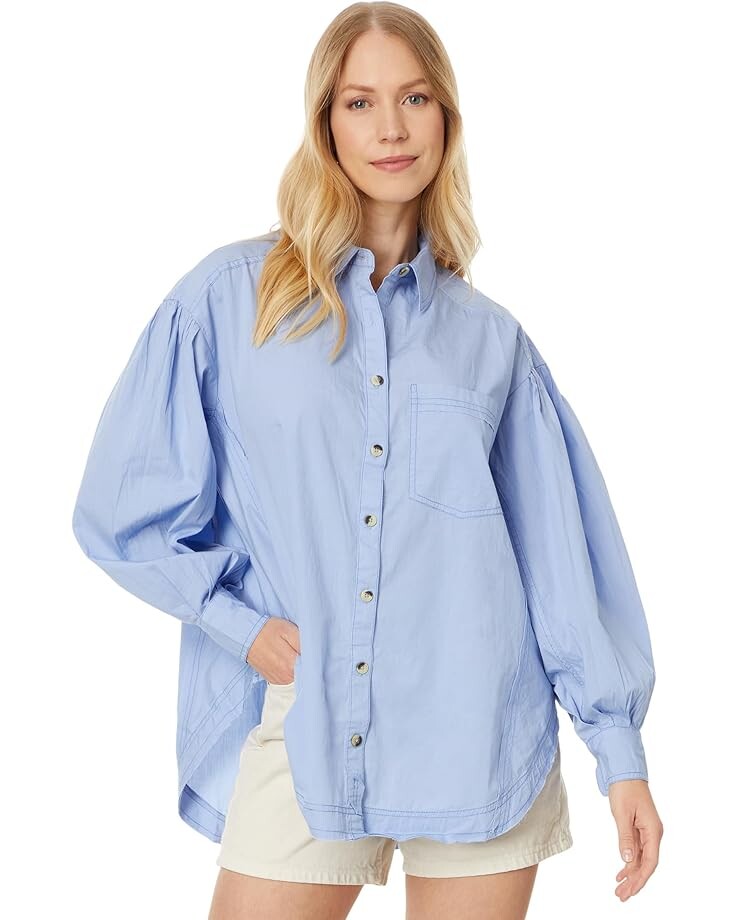 

Рубашка Free People Happy Hour Solid, цвет Serene Cerulean