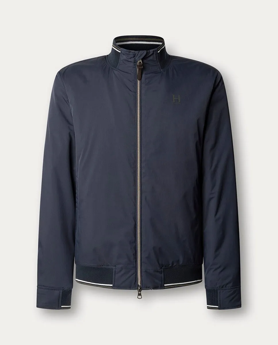 

Мужская куртка с утепленной подкладкой и логотипом на груди, размеры большие Hackett, синий