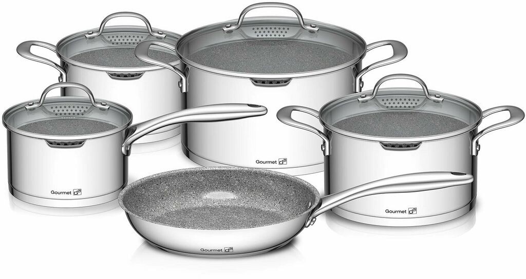 

G21 Набор посуды Gourmet Miracle с ситечком, 9 предметов, нержавеющая сталь/греблон
