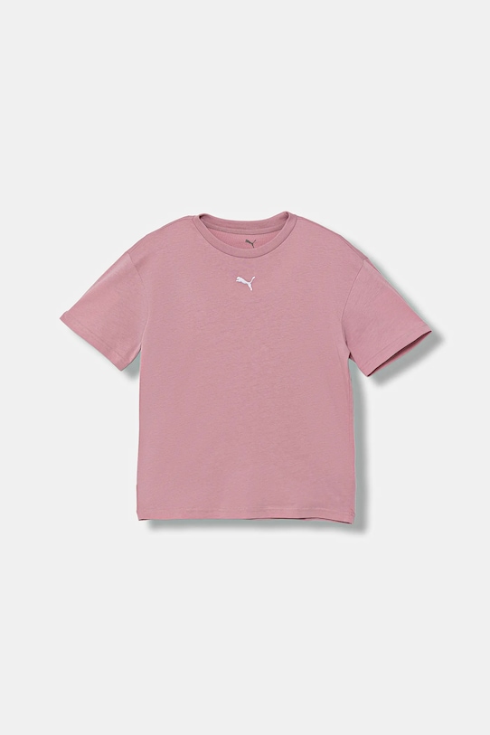 

Детская хлопковая футболка ESS Boxy Tee G Puma, розовый