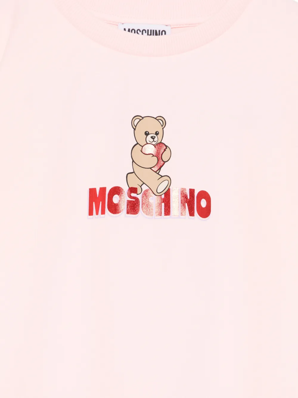 Футболка с принтом медвежонка Moschino Kids, розовый — фото 3
