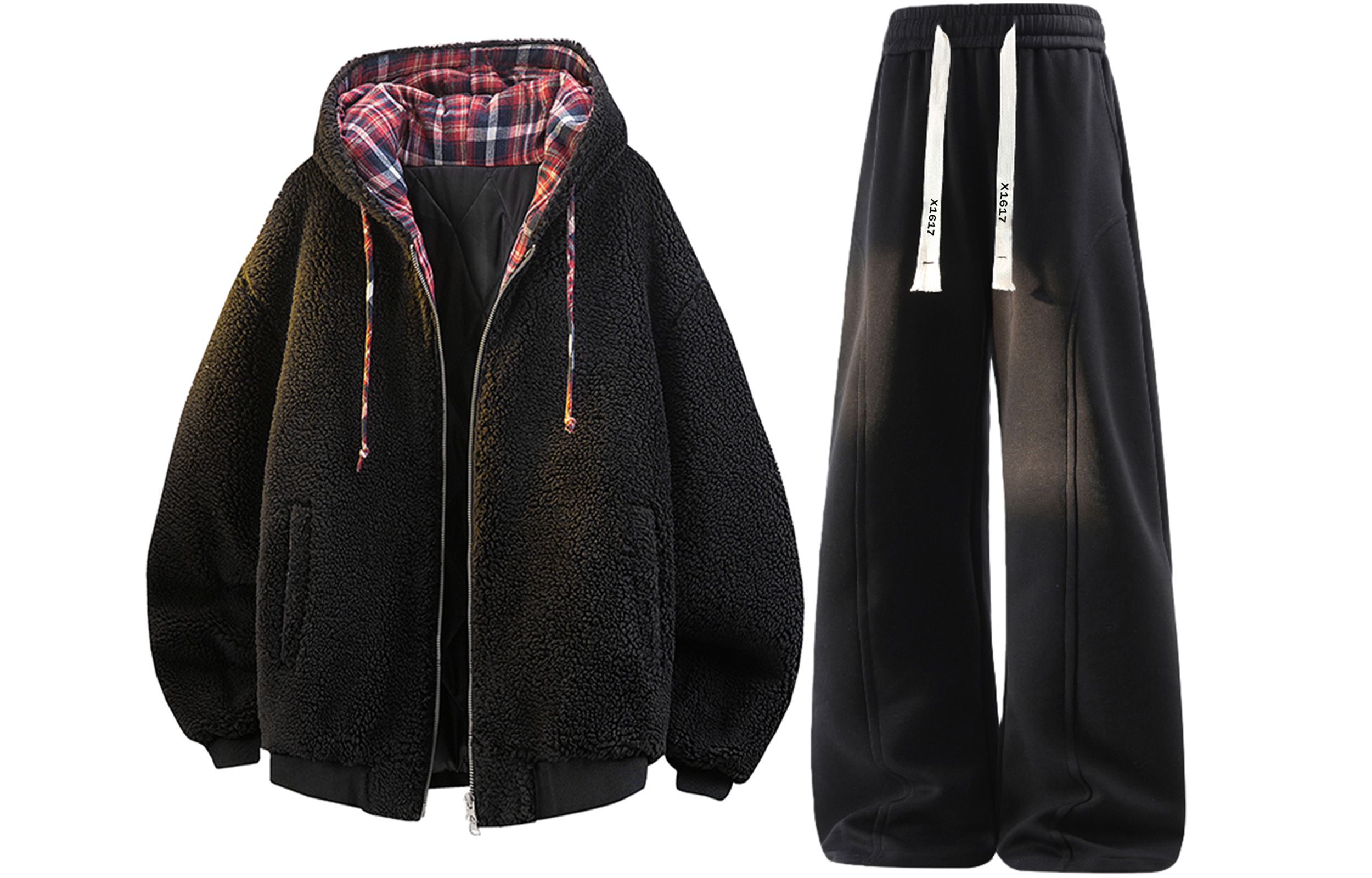 

Толстовка Casual Sportswear утепленная с флисовой подкладкой X1617, красный черный check puffer jacket+fleece-lined черный pants