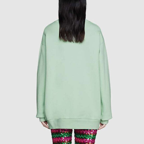 Толстовка x bananya crossover ss21 kitten round neck cartoon long sleeves green Gucci, зеленый — фото 4