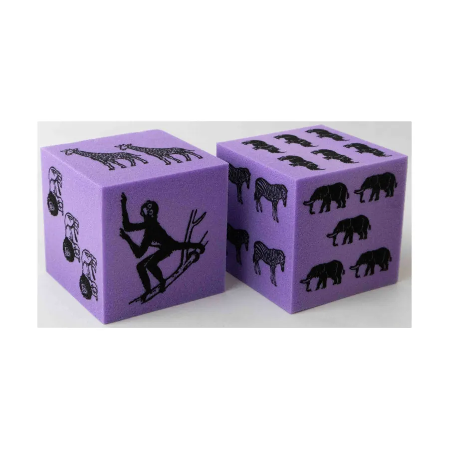

d6 Фиолетовые кубики с изображением животных, 50 мм (2), Dice - Foam (Koplow)