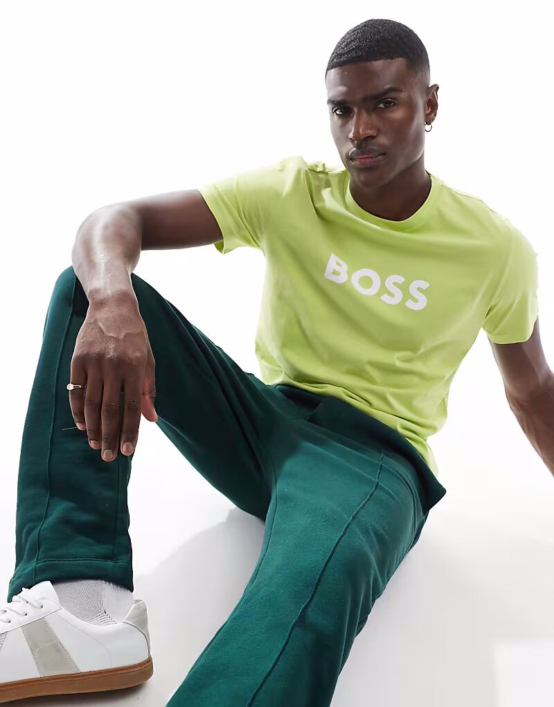 

Футболка с логотипом Boss на груди ярко-зеленого цвета BOSS Orange