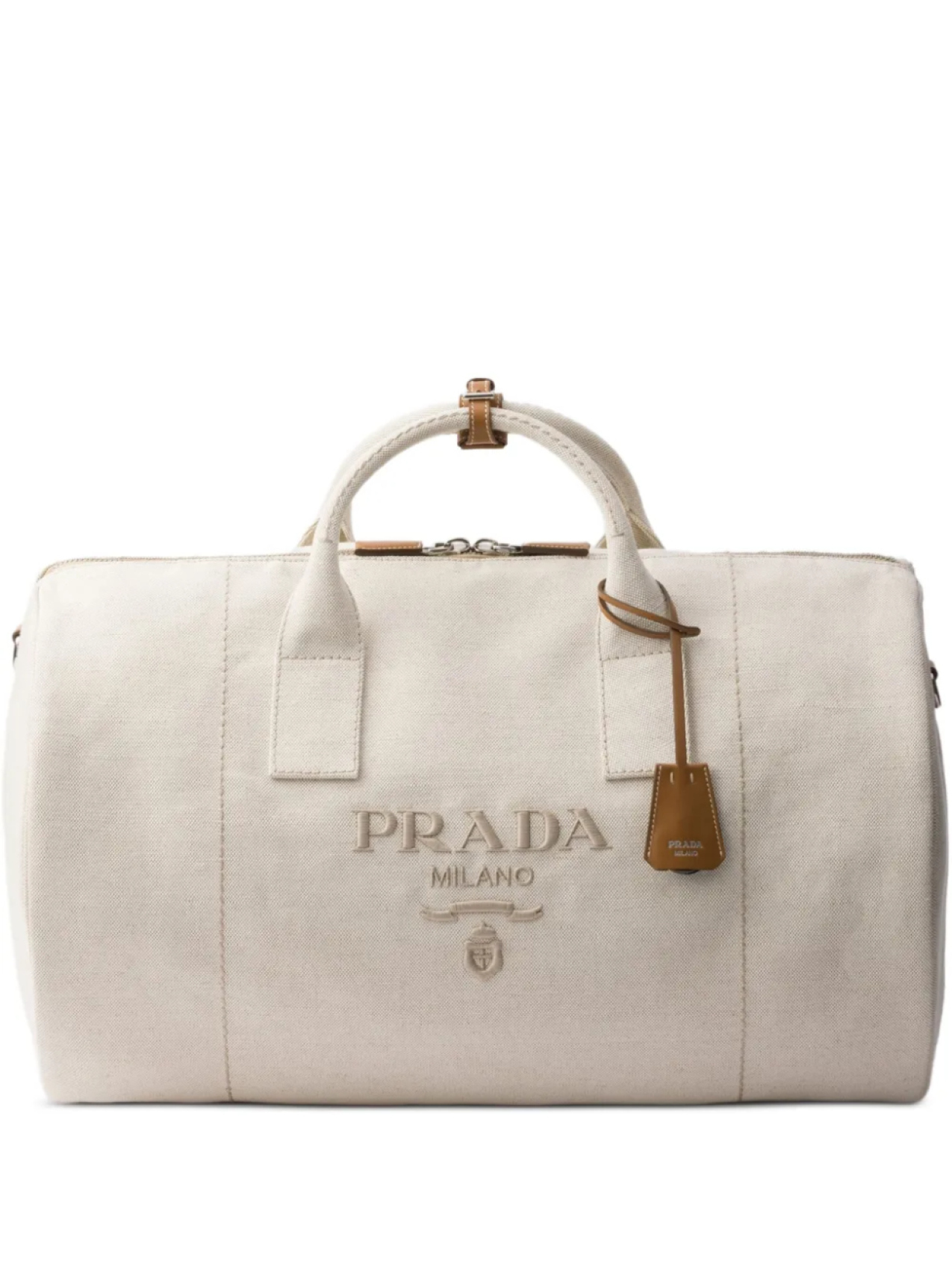 

Prada сумка с тисненым логотипом, нейтральный
