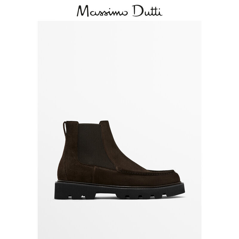 

Ботинки Massimo Dutti челси из замши, коричневый