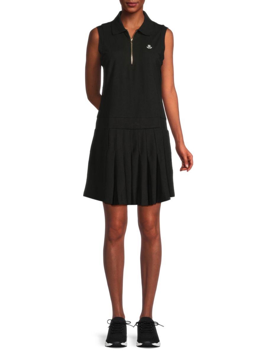 

Платье-поло без рукавов с застежкой-молнией спереди и плиссировкой Tommy Hilfiger, черный