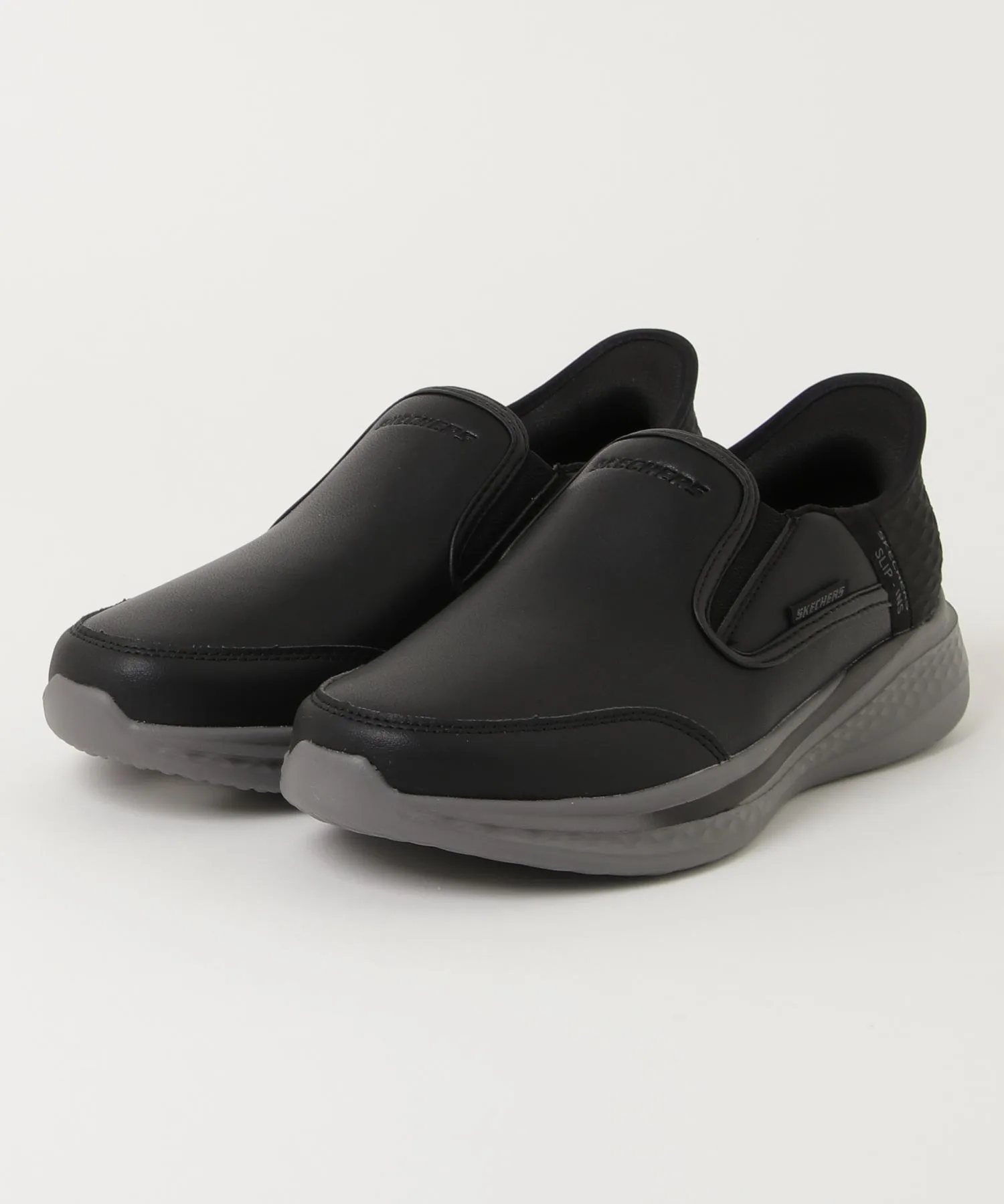 Мужские слипоны из натуральной кожи Skechers SLADE чёрные