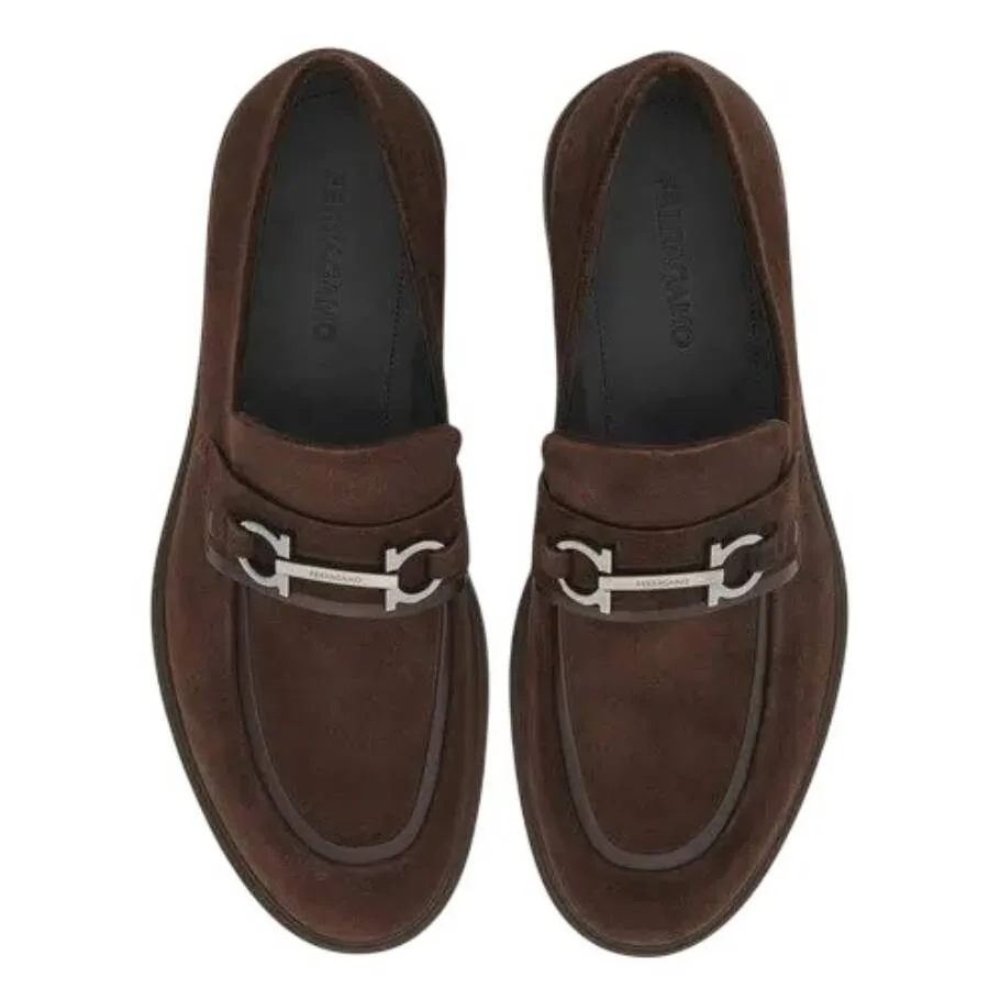 Ferragamo Fiorello Gancini Мокасины с орнаментом, темно-коричневый — фото 2