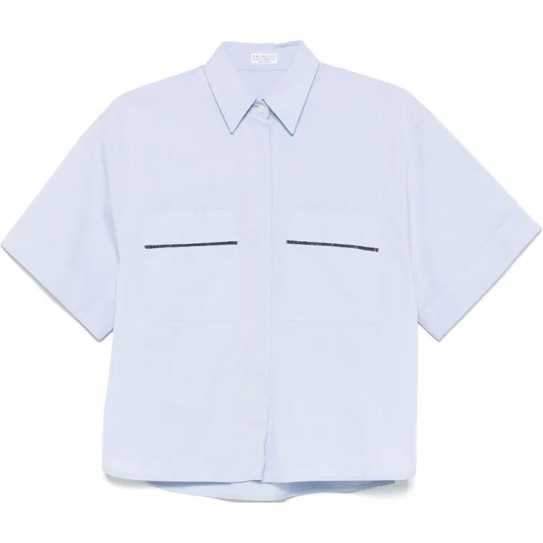 

Рубашка с цепочкой monili Brunello Cucinelli, синий