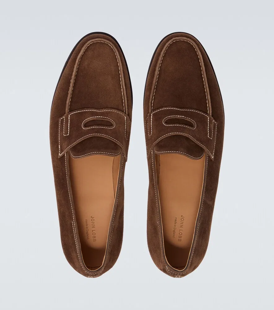 Замшевые лоферы Lopez John Lobb, коричневый — фото 4