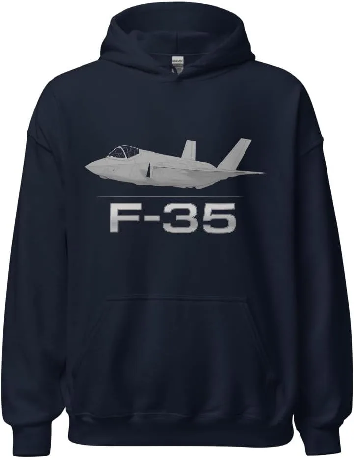 Толстовка F-35 Lightning II - свитшот в тактическом стиле с самолетом-невидимкой Generic, темно-синий