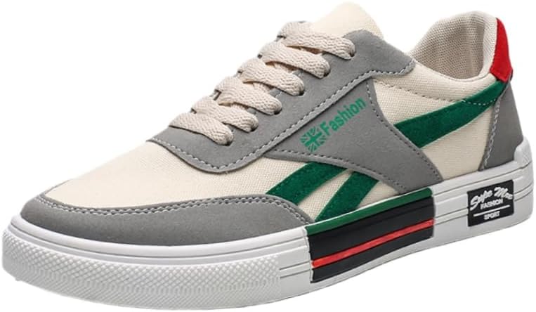 

Мужские низкие спортивные туфли - удобные тканевые кроссовки - противоскользящая и износостойкая подошва - для активного отдыха, прогулок и повседневного ношения Fmshi, зеленый/серый