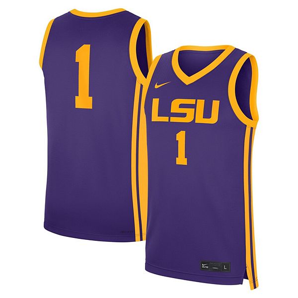Мужская реплика футболки LSU Tigers #1 в фиолетовом цвете Nike — фото 2