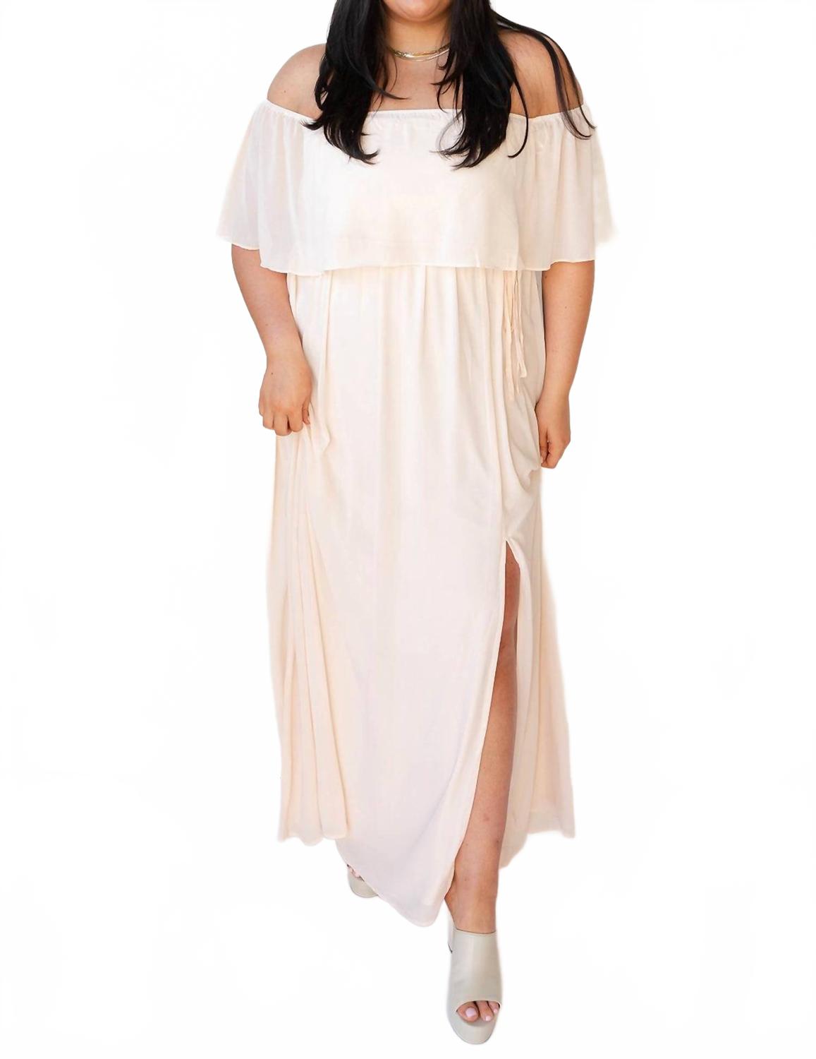 

True Intentions Off Shoulder Maxi Dress In Champagne SOIEBLU, Champagne