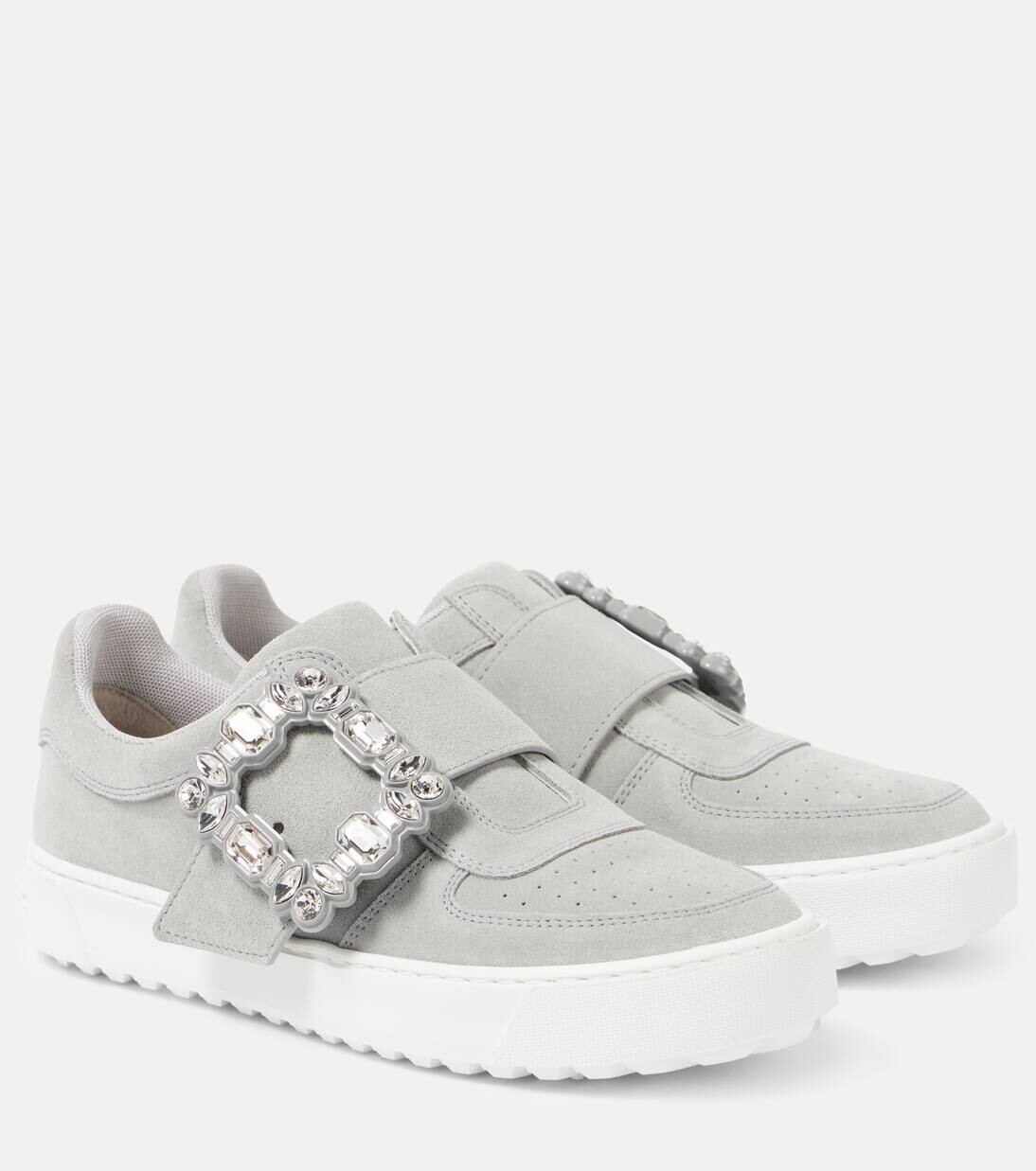 Кроссовки из замши с отделкой Very Vivier Roger Vivier, цвет grigio
