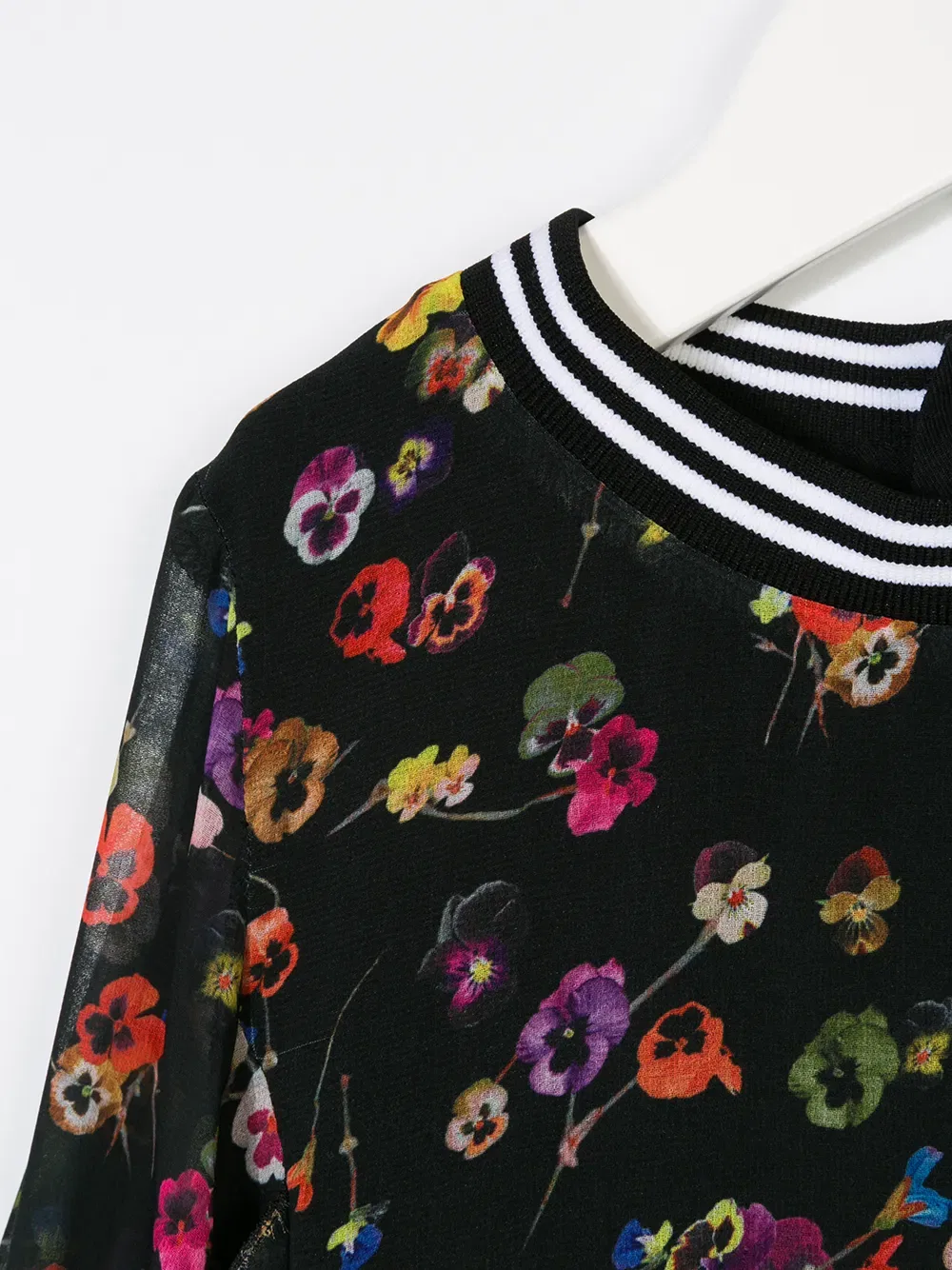 Платье с цветочным принтом и оборками Givenchy Kids, черный — фото 3