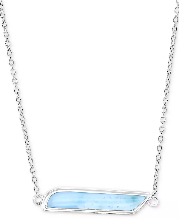 

Ожерелье с подвеской в виде параллелограммного бруска ларимара длиной 18 дюймов (4 карата) из стерлингового серебра Macy'S, larimar